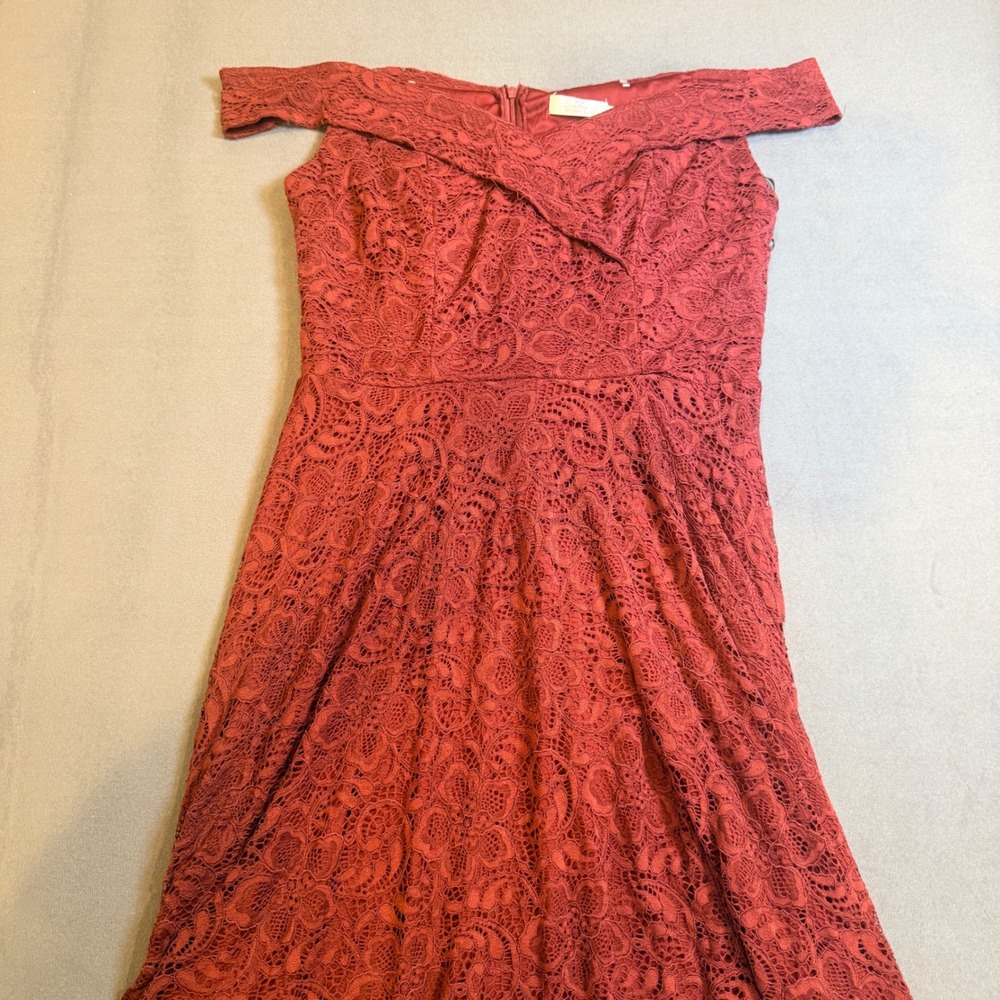 Homrain Womens Lace Cocktail Dress XL Burgundy Off Shoulder Wedding Guest Formal